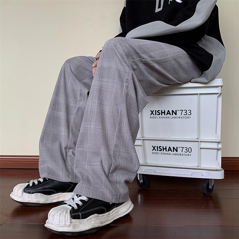 B221秋冬加绒格子灯芯绒休闲裤LK21163-常规P50控68加绒P60控78,男装休闲裤,电商B221