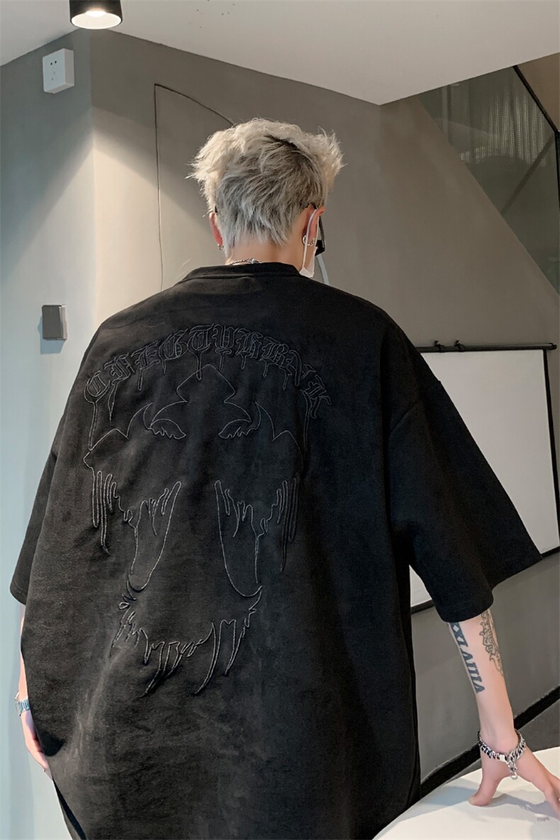 《21万针》重工刺绣麂皮绒短袖T恤男生体恤XZ514-2-202466-P58,男装T恤,星座514-2(原B239)