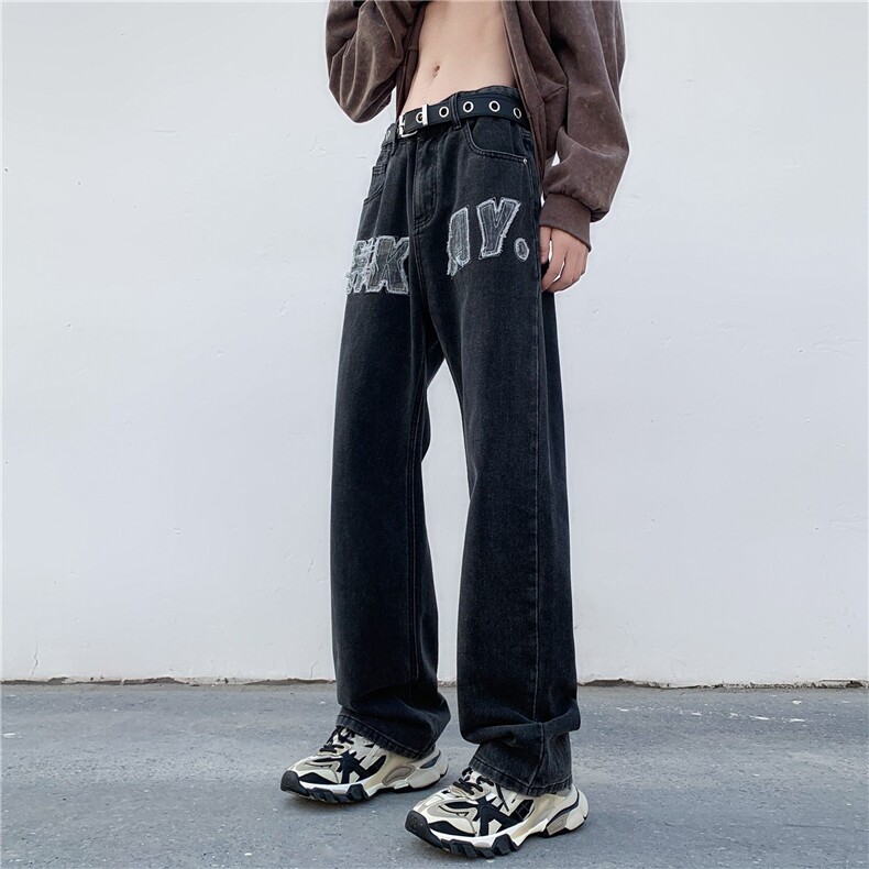 美式高街vibe复古水洗做旧牛仔裤男直筒裤子A061-W9980-P60控78,男装牛仔裤,电商A061-1