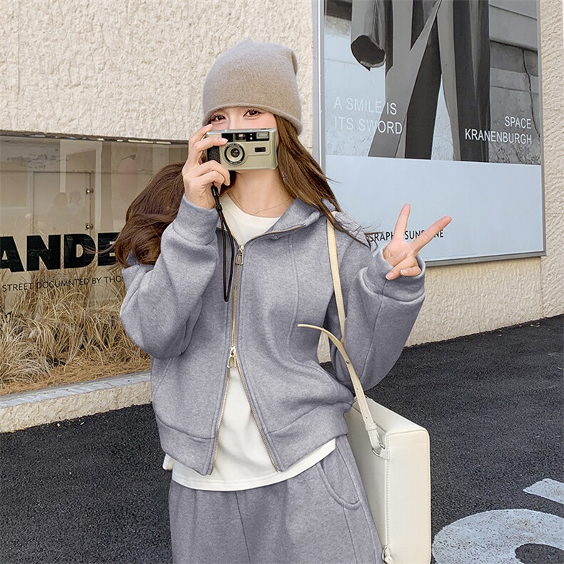 新款现货加厚加绒卫衣两件套两个规格两色可选-669#-P195-K278，女装运动套装，2C317