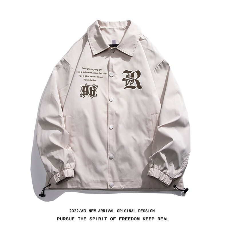 白底22秋冬新款潮牌字母印花翻领棒球服情侣夹克外套JK317P50控68,男装夹克,电商A247-1