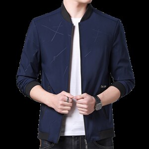 新款夹克男春秋季休闲商务爸爸装薄款棒球领男装上衣中年男士外套图片