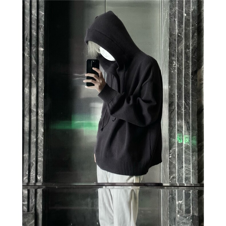 网图M2837-特P60毛衣男慵懒风宽松潮牌痞帅连帽套头针织衫,男装针织衫/毛衣,电商D310B