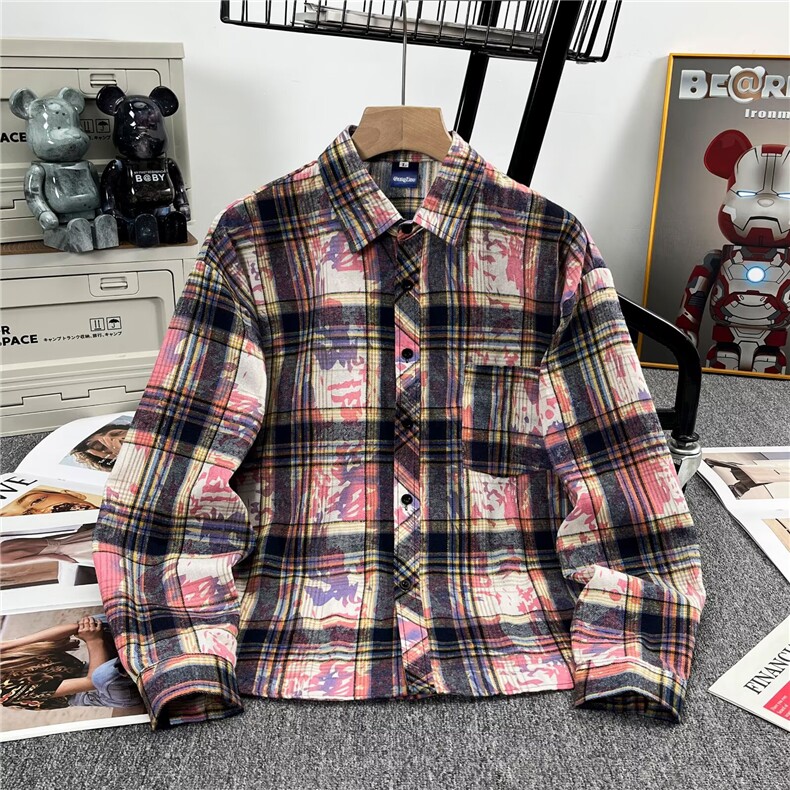 小众设计感格子衬衫女新款秋季宽松设计感衬衣显瘦秋装HH3039P42，男装衬衫，星座1013-5