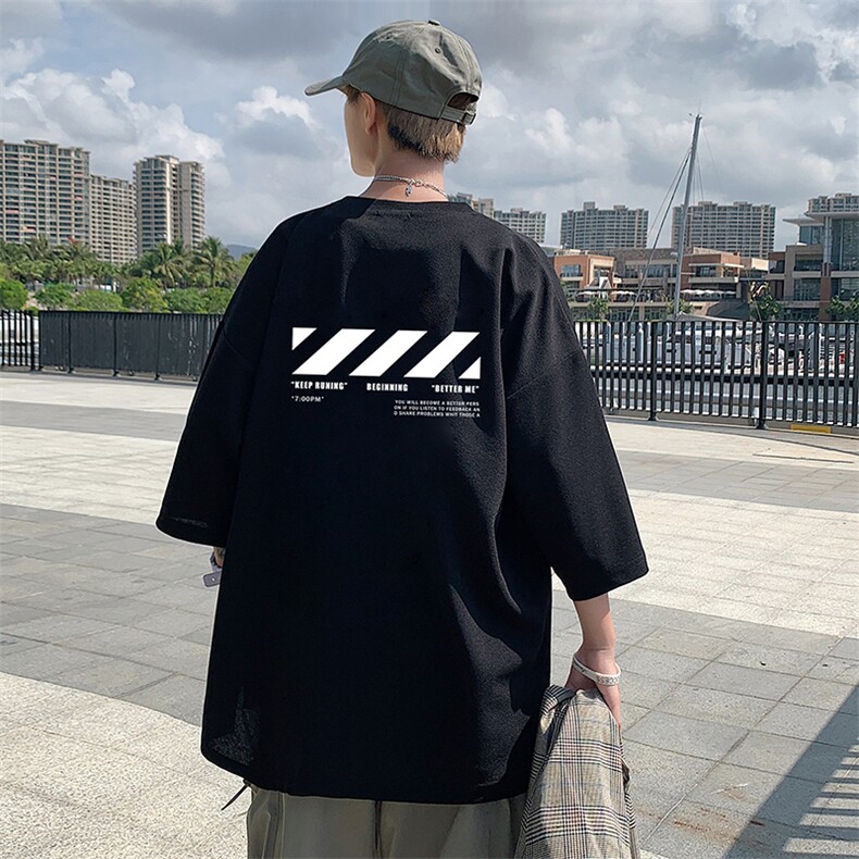Q11128-P30 春夏季七分袖t恤男大码五分袖男短袖中袖图片