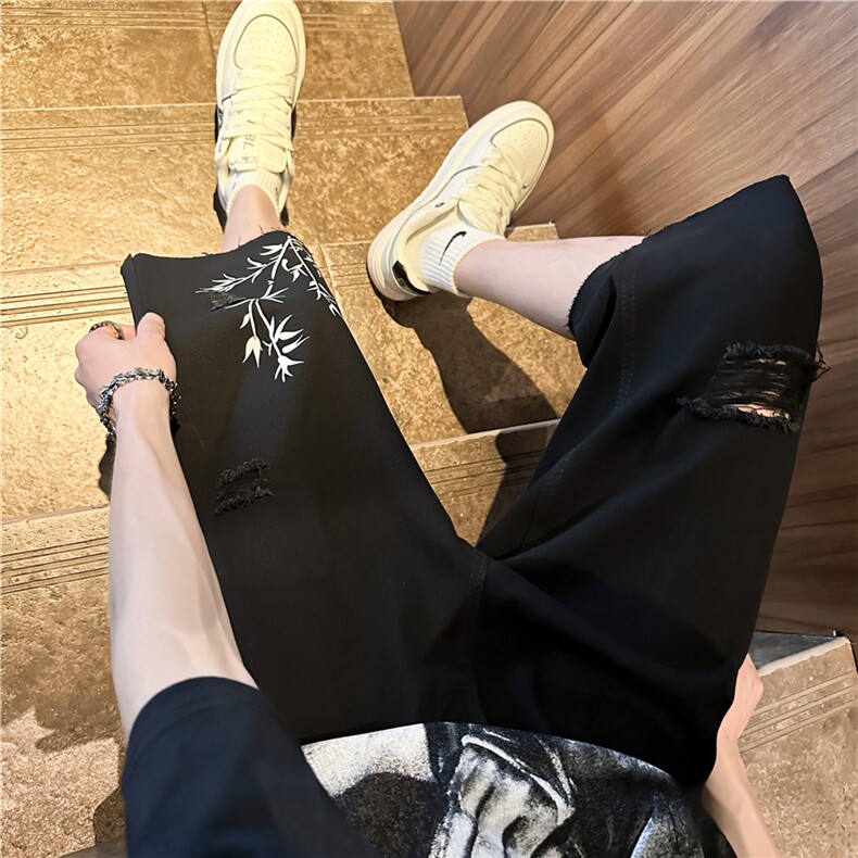 D2058-p45-控68现货风宽松cleanfit牛仔裤七分裤黑暗,男装牛仔裤,星座116