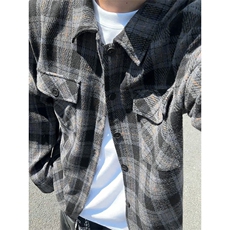 重磅360g毛呢格子男休闲大码口袋衬衫J5283特P40J5283J加绒特P48，男装衬衫，电商A001