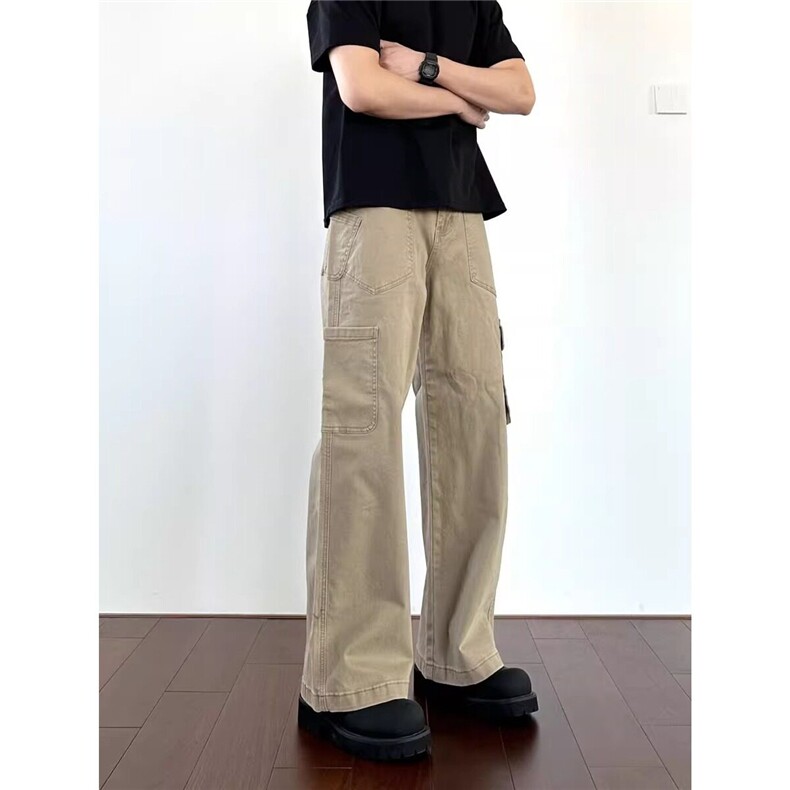 网图现货美式复古卡其色水洗工装裤RN1107-P65,男装工装外套,星座1005-4