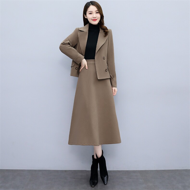 罗得堡2023冬装新款呢料外套套装7023,女装套装/套裙,罗得堡