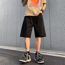 美式复古水洗牛仔短裤男夏季薄款宽松直筒阔腿裤高街潮牌五六分，男装牛仔裤，星座716-4