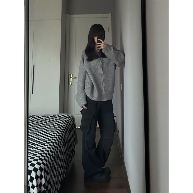【有货】M349CC-特P65翻领毛衣开衫男慵懒拉链开衫针织外套,男装针织衫/毛衣,星座1007（原301D）