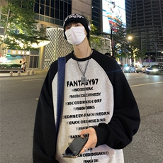 港风新款秋季时尚百搭宽松字母印花潮流卫衣WY614P48控68，男装卫衣，电商A268A