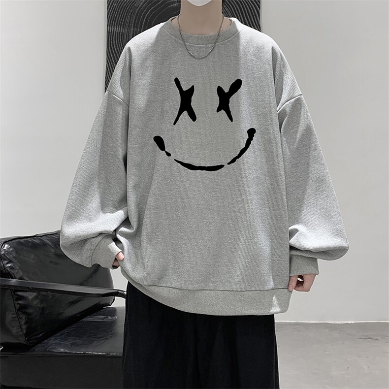 华夫格卫衣圆领卫衣男大码长袖t恤男外套 HW76190-P30加绒款-P40图片