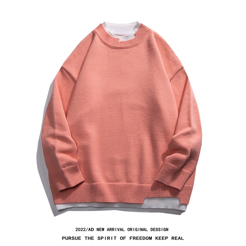 光板得物\唯品\抖音二开六色加厚假两件圆领毛衣M200P50,男装针织衫/毛衣,电商A247B
