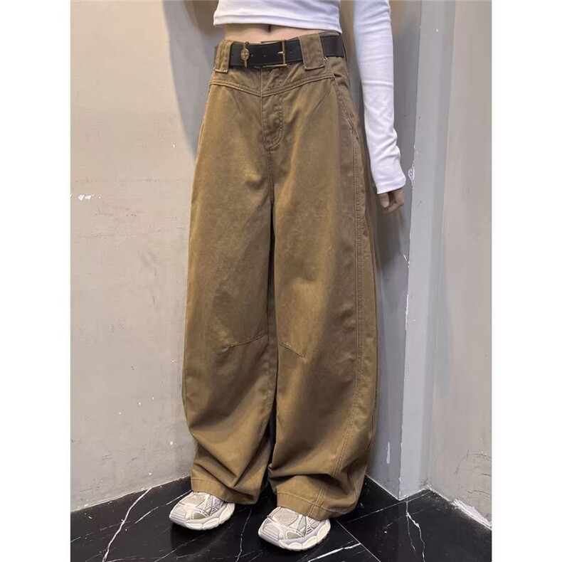 现货美式宽松全棉宽松休闲弯刀裤女K7830/P52,女装休闲裤,星座205-3