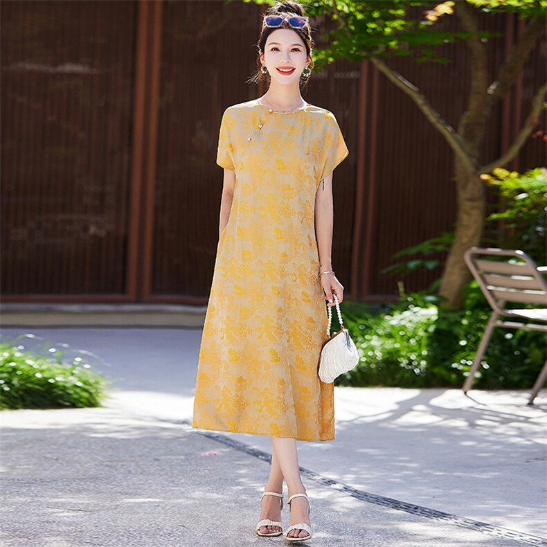 杭州改良旗袍连衣裙女夏季2025新款新中式女装气质高级感妈妈裙子,女装连衣裙,新依时派