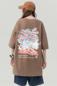 中性风新款夏季时尚百搭宽松圆领纯棉短袖T恤T6096P25控38图片