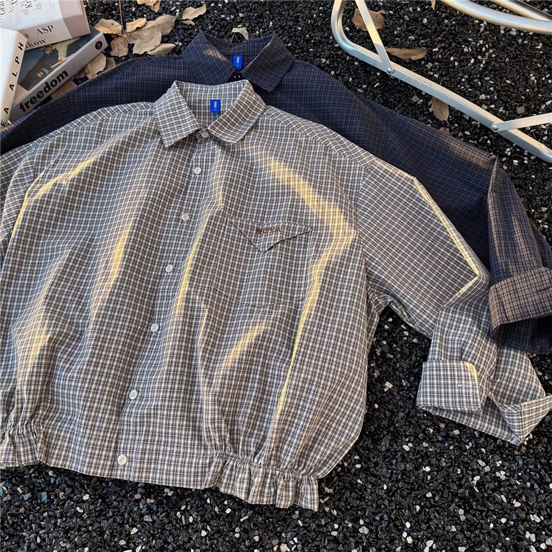 文艺格子防晒衬衫长袖衬衫潮流流行原宿新款百搭ins简约慵懒气质，男装防晒衣，星座601-1