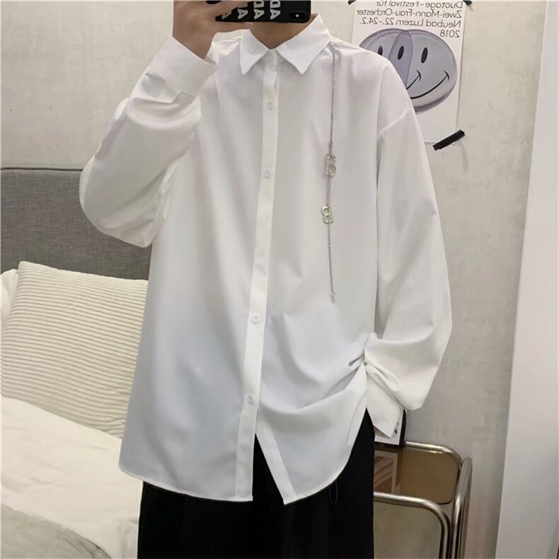 长袖衬衫春款男港风潮流C607P34图片