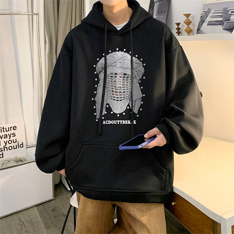 抖音得物供货可提供视频秋冬重磅美式宽松连帽卫衣DL2006,男装卫衣,电商A486