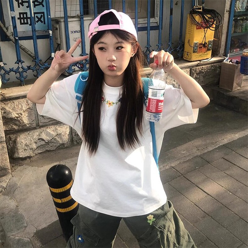 万针全刺绣工艺抖音得物高品质260克重磅纯棉双纱美式高街短袖T恤,男装T恤,电商A486