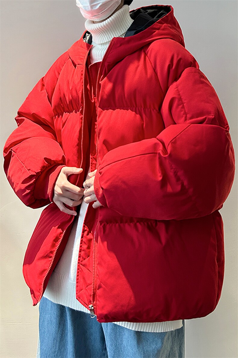 日系复古棉服男冬季加厚保暖面包服潮牌宽松大码情侣连帽棉衣外套,男装棉衣,电商B367