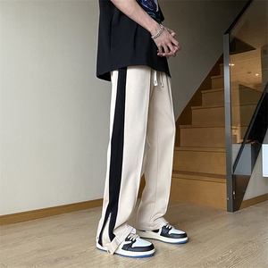 夏季宽松直筒大码开衩运动裤休闲裤227-2*K852*P45控68,男生瘦高穿搭夏季干净阳光图片