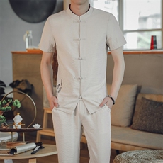 夏季套装男士两件套风复古唐装名族风T恤A334-TZ022-P65，男装民族服装，电商B339(原A334）
