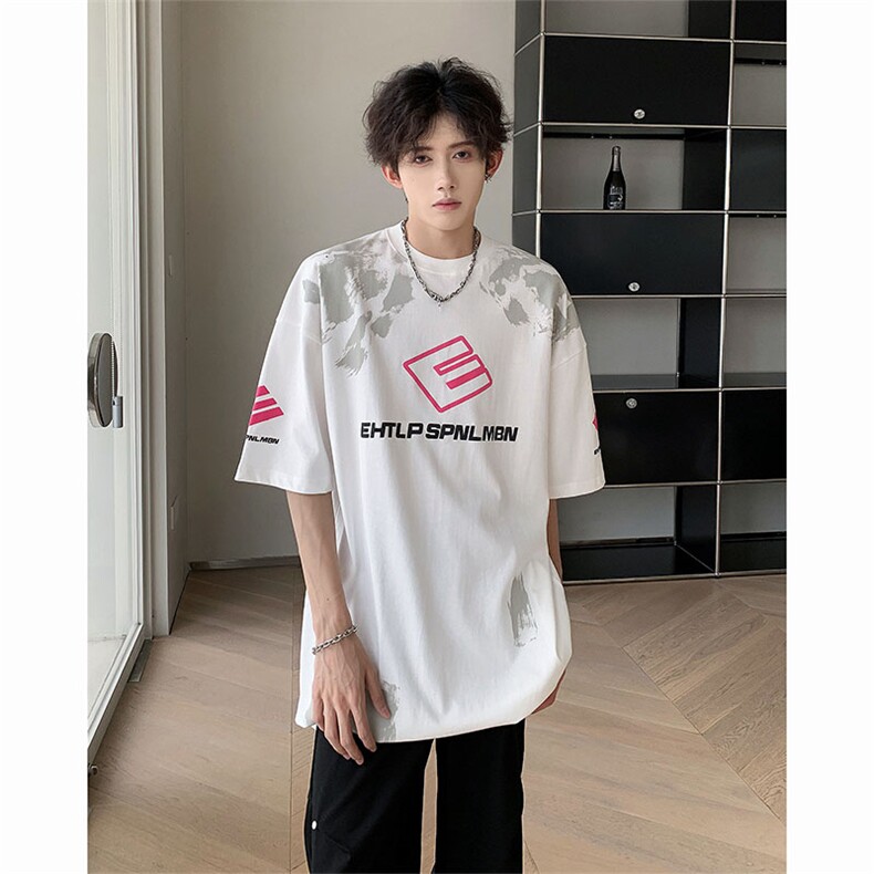C418-P33夏季新款设计感嘻哈宽松上衣美式潮牌短袖T恤男现货,男装T恤,星座512-6