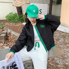 【现货新品】短款棒球服外套女2025秋季刺绣拼接时尚夹克休闲上衣，女装短外套，美沁