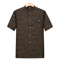 夏季中老年男士中式唐装风香云纱居士服汉服上衣TRS2305-P60，男装T恤，星座1105-3