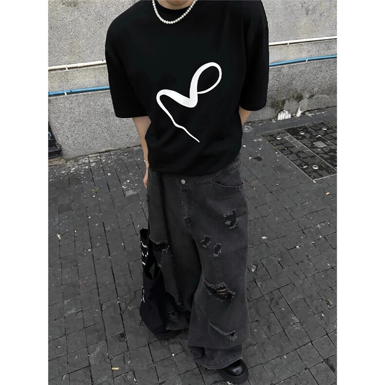 爱心印花女生短袖T恤衫D328-T25068-P25,男装T恤,电商D328