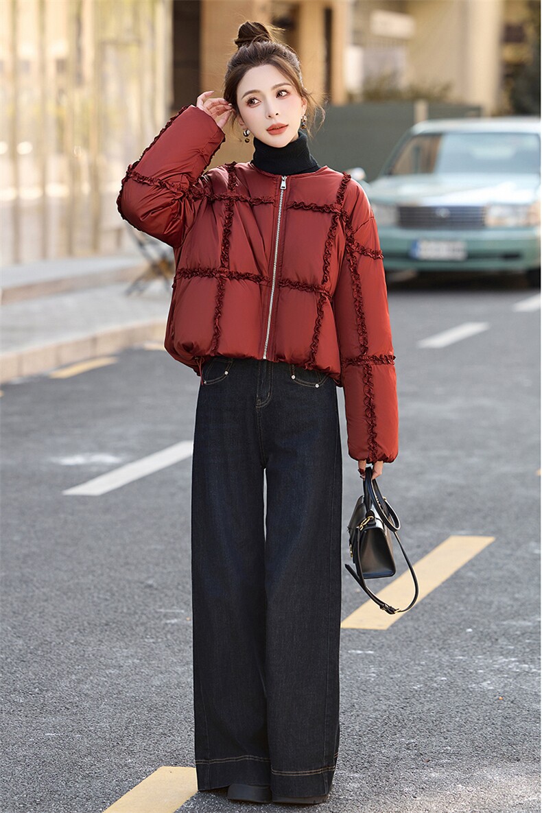 短款羽绒服女款冬季2024新款白鸭绒小个子超厚面包服外套,女装羽绒服,橙子家