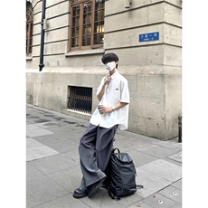 短袖衬衫高级感男夏季美式复古五分袖衬衣半截袖外套513DC1858P23，男装T恤，星座513