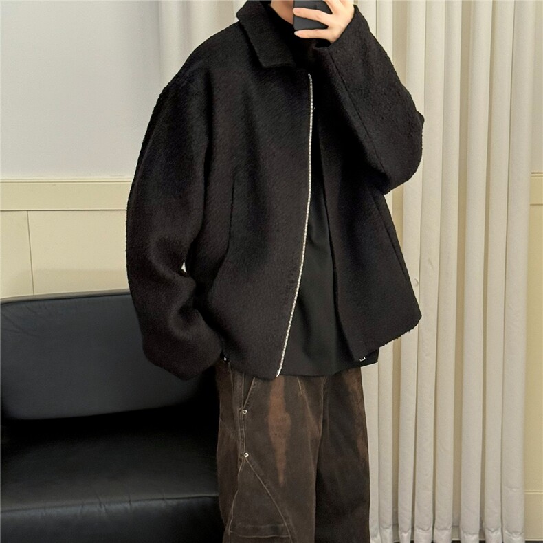 现货羊毛呢料外套男士冬季保暖加厚夹克A351-AJ2642-P125控199，男装夹克，电商A351