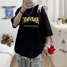 夏季短袖t恤男潮流韩版时尚港风字母t恤衫A210-A8325-P25控38，男装T恤，星座210-3