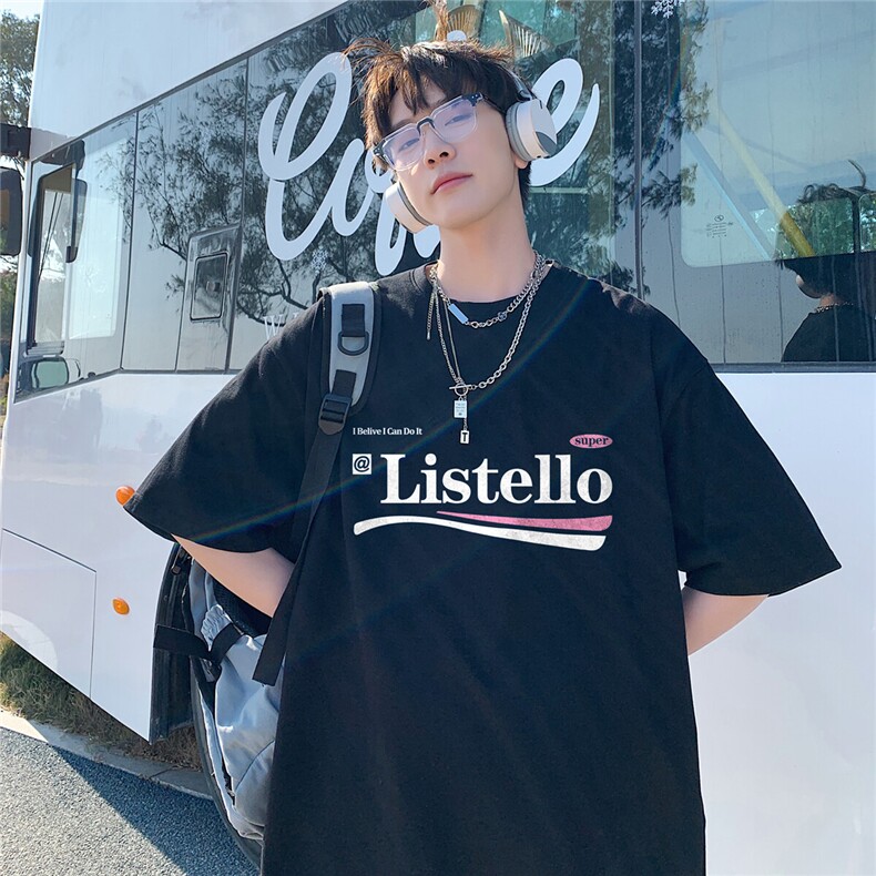 得物品质纯棉重磅潮牌潮流青少年宽松圆领短袖T恤B219-Y651-P25,男装T恤,电商B219