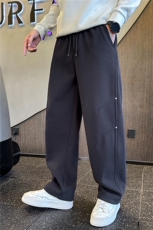 加绒加厚裤子男冬季2025新款休闲运动设计感弯刀裤A313-18259-P68，男装卫衣，电商A313