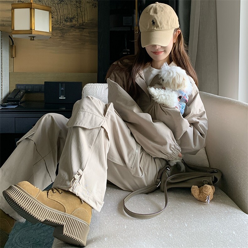 K姐户外风尼龙绉短款宽松连帽气质花苞外套女,女装短外套,纯色衣恋