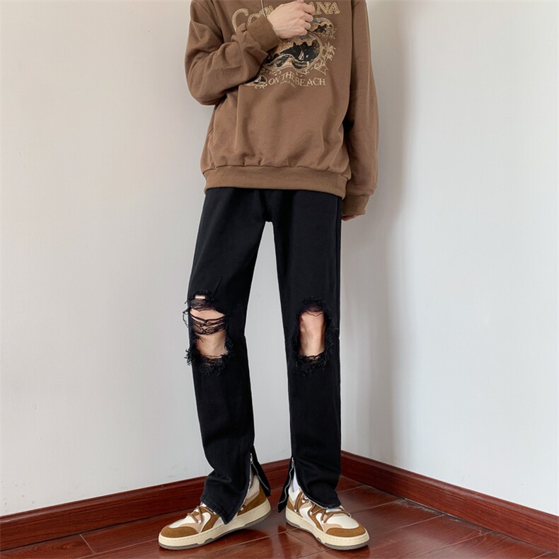 暗黑破洞牛仔裤男韩版潮流高街2023秋夏季新款ins休闲裤K2262-P41,男装牛仔裤,星座412-3