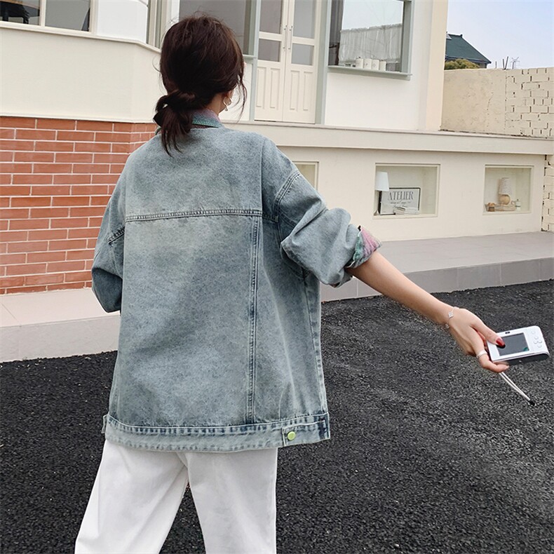 美式复古牛仔外套女2025春季新款盐系宽松小个子休闲渐变夹克上衣,女装短外套,浙宝305
