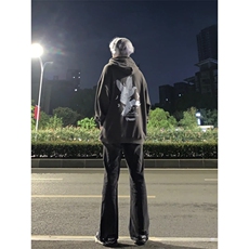 美式vibe风裤子高街潮牌黑色微辣牛仔裤修身直筒痞帅长裤，男装牛仔裤，星座310A-4