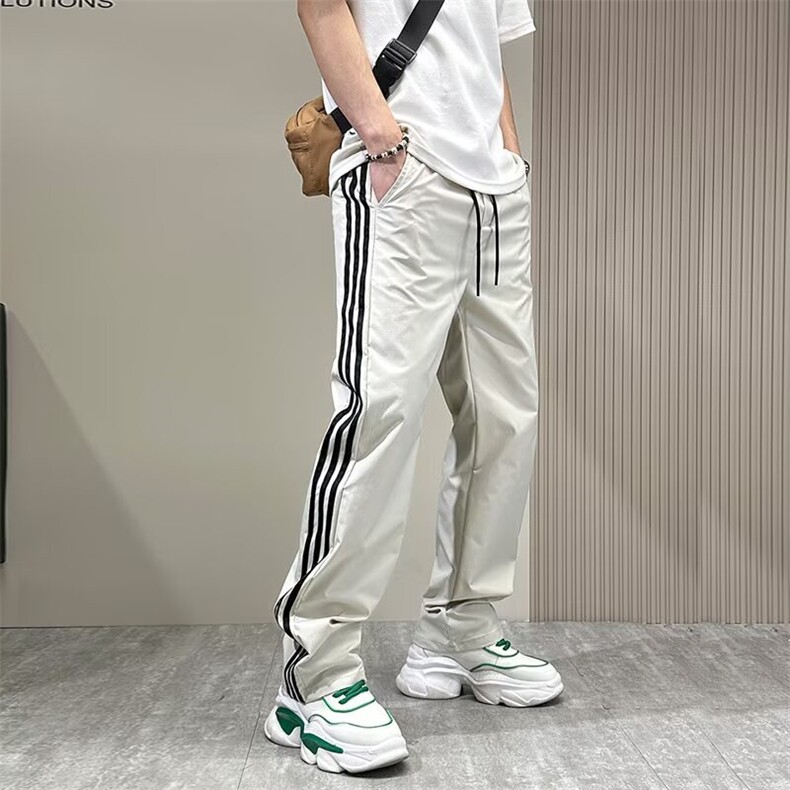 潮牌运动裤三道杠卫裤男女情侣春季休闲宽松嘻哈裤子MK569P40，男装休闲裤，星座1013-5