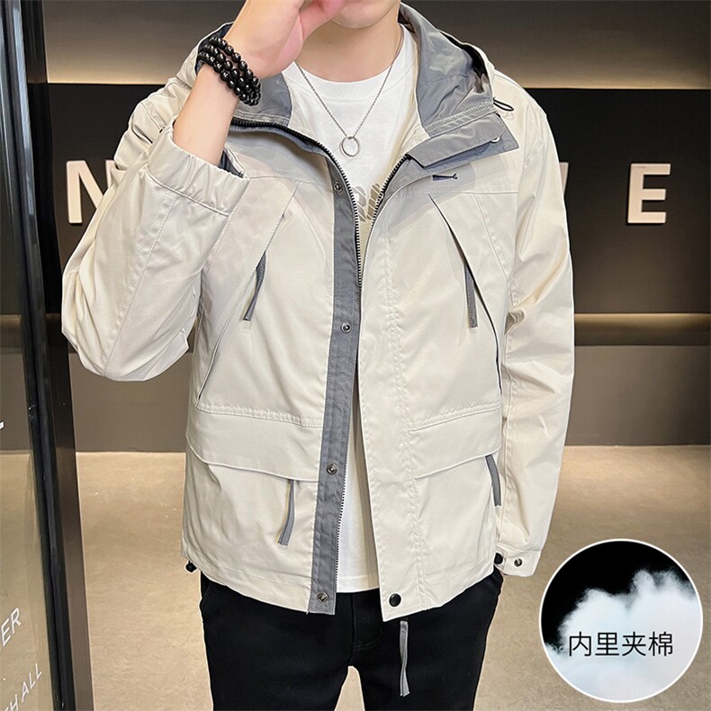 加棉加厚男士连帽青年简约休闲二棉夹克外套S99151-P105常规90,男装夹克,星座310B-3
