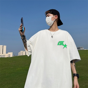 240G重磅美式印花纯棉大码宽松休闲短袖T恤 T333-P25控38图片