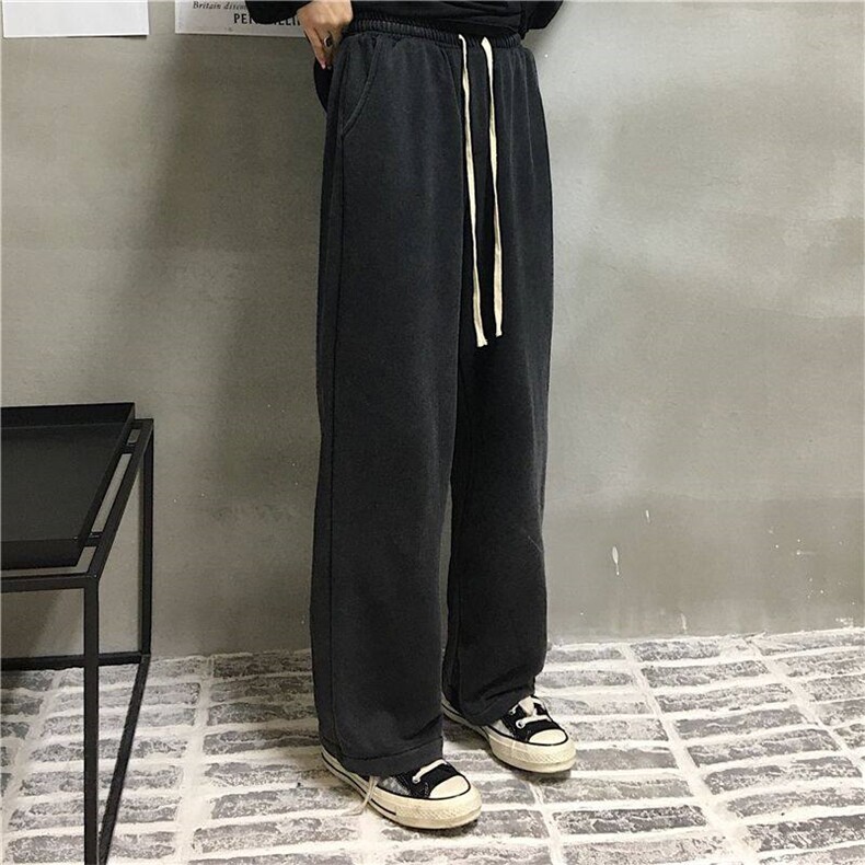 秋季原宿风休闲运动裤宽松直筒阔腿裤长裤男HZ592-特P22不议价,女装休闲裤,四季星座610B