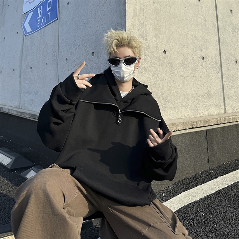 卫衣男小设计感高街灰色连帽外套上衣秋潮牌运动休闲男装A46-P52,女装短外套,星座715-4