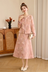 2025年春装新款复古国风新中式提花时尚优雅高端婚宴订婚两件套装，女装套装/套裙，罗得堡