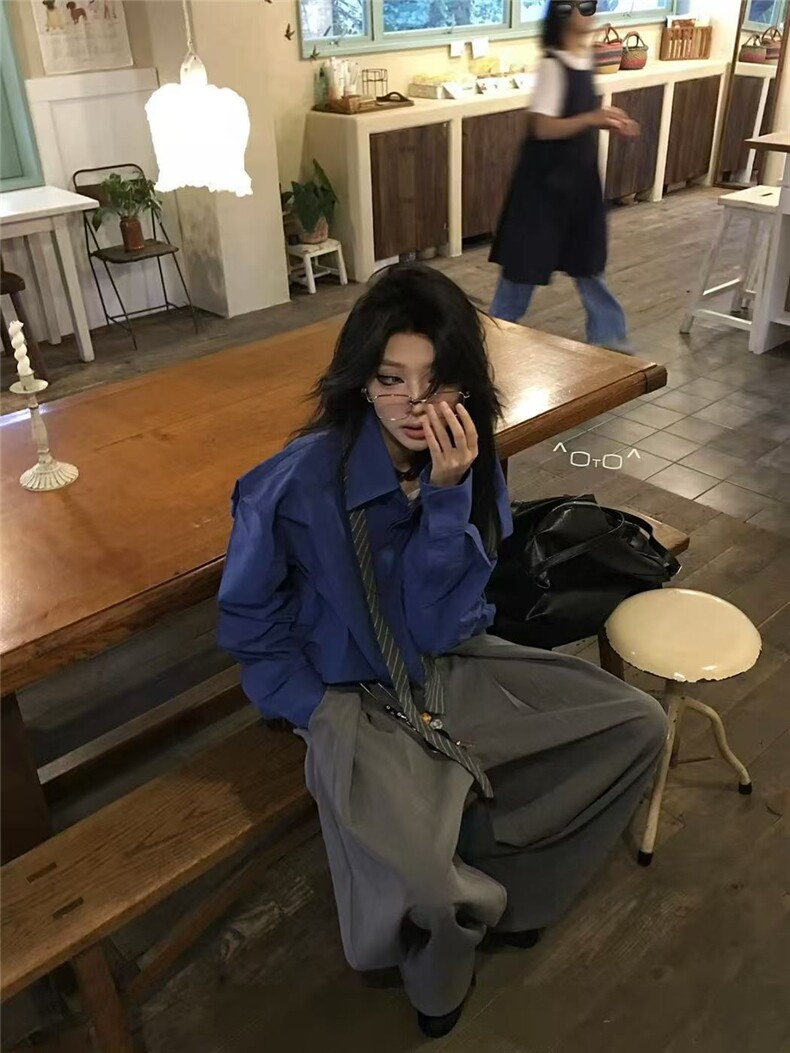 现货~精梳棉高级感抗皱雅痞基础百搭克莱因蓝长袖衬衫~C26101批45,男装衬衫,星座1411A-6