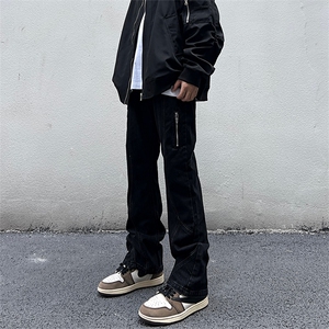 美式高街vibe风直筒长裤欧美痞帅男hiphop复古水洗牛仔裤图片
